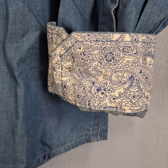 Steel Jelly London Mens Small Shirt‎ Long Sleeve Button Down Chambray Flip Cuff - Picture 2 of 13